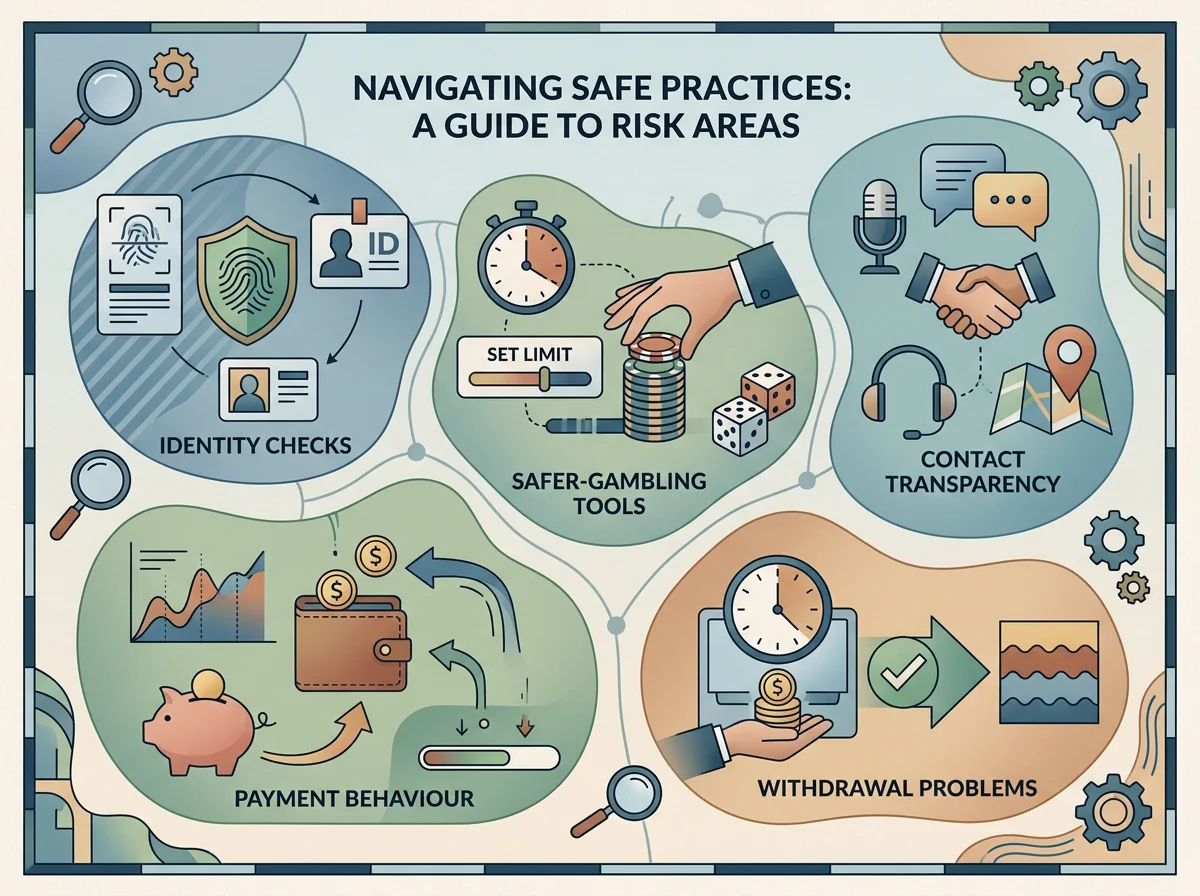 Risk map with warning signs grouped into identity, payment and contact areas